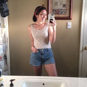 Vintage flower print cropped tank top size large